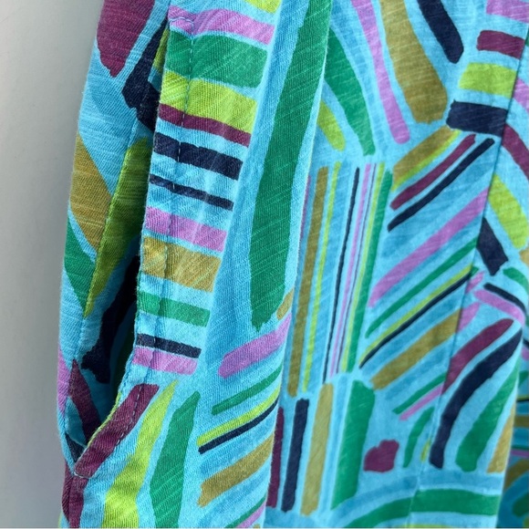 Fresh Produce Blue Multicolor Geometrical Print Cotton Knit Dress w/Pockets - Picture 6 of 10